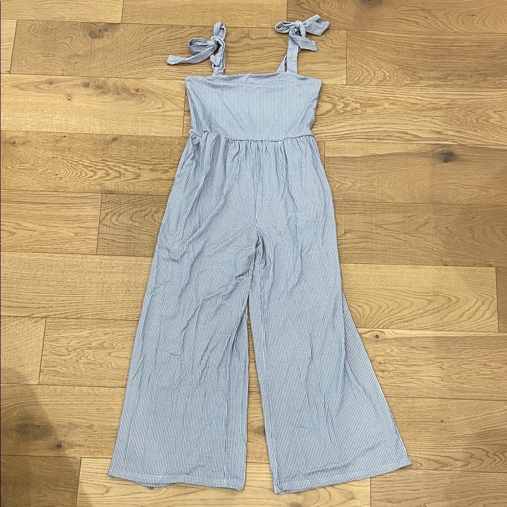 Love & Grow Clothing Co Blue Gingham Leggy Romper